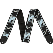 FENDER  Monogrammed Straps Monogrammed Strap, Black/Light Grey/Blue, 2"